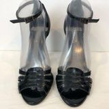 Theory 7.5 Black Patent Leather Peep Toe Heels Photo 0