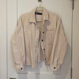 ZARA Frayed Cream Corduroy Shacket Photo 0