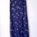 Byer California Vintage 90s Byer Too! Navy Blue Floral Glitter Maxi Prom Cocktail Dress S Photo 0