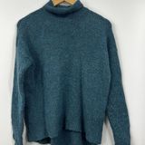 Madewell Sweater Womens Wafflestitch Turtleneck Wool Alpaca Blue Size Medium Photo 0