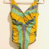 Ariella Vintage Arielle Bright Yellow Printed Swimsuit Photo 0