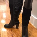 Isaac Mizrahi Knee-High Snake Print Suede Boots Photo 0