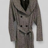 Loft Ann Taylor retro chic herringbone belted wool blend pea coat size Large Photo 0