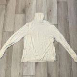 Cathy Daniels August Silk Knits | Cream Long Sleeved Turtleneck Top Blouse Size Large Photo 0