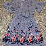 Westport Stripped Dress With Embroidered Flowers Photo 0