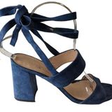 Club Monaco Wrap Sandals Aelena Size 7 Blue Suede Heeled Photo 0