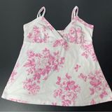 Laura Ashley Floral Babydoll Tank Top Cami Camisole Y2K Pink Fairy Cottage Sz M Photo 0