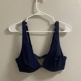Athleta Plunge Front Bikini Top in Navy Blue Size 36B/C EUC Photo 0