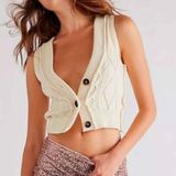 Free People Denson Womens Cable Vest in Cream Photo 0