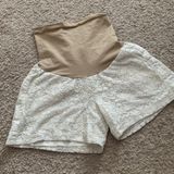 Motherhood Maternity Cream Lace Shorts Photo 0