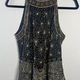 Laurence Kazar Vintage Beaded Peplum Halter Top Photo 0