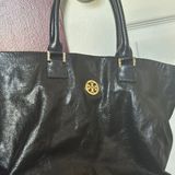 Tory Burch Black Leather Dena Tote Bag Photo 0