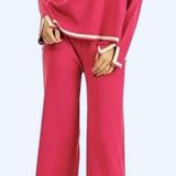 PRETTYGARDEN Hot Pink wide leg tracksuit/sweat set  Photo 0