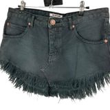 One Teaspoon 4040 Skirt With Low Waist & Raw Hem Size 27 black Denim button fly Photo 0