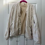 Free People  Beige Eyelet Oversized Jacket Photo 0