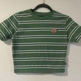 Dickies  Green Stripes Baby Tee Cropped Size Medium Photo 0