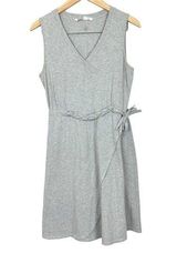 Athleta Gray Faux Wrap Sleeveless Casual Organic Cotton Athletic Belted Dress M Photo 0