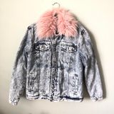 Juicy Couture 🐻 Acid Wash Faux Fur Denim Jacket Photo 0