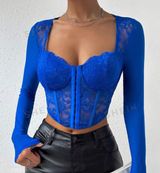 Long Sleeve Lace Crop Top Photo 0