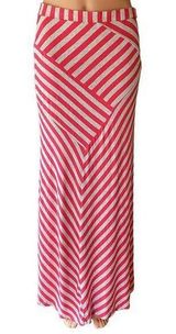 Long Striped Maxi Skirt ~ Coral Pink & Gray by DESIGN HISTORY ~ Women's SMALL Photo 0
