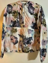 Thread Supply Pastel Floral Hooded Quarter Zip Rain Jacket Women's Sz Small Photo 0