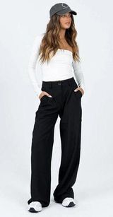 NEW Princess Polly Archer Black High Waisted Pleated Trousers Dress Pants Size 2 Photo 0