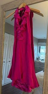 Amanda Uprichard Fushia Pink 100% Silk Halter Ruffle Mini Dress Size Small Photo 0