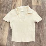 Abercrombie & Fitch Ribbed Collared Knit Top Photo 0