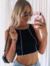Princess Polly Black Crop Top Photo 0