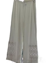 New Directions Lined Lounge Pants w/Crochet Lace Insert on Leg White Size XL EUC Photo 0