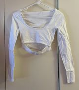 Garage White Long Sleeve Cut Out Crop Top Photo 0