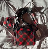 Steve Madden Bleeding Hearts Bevelyn Satchel Purse Red & Black Photo 0