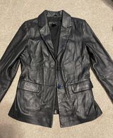 Jaclyn Smith Genuine Black Leather Blazer Photo 0