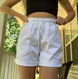 Vintage Highwaisted Elastic Shorts White Size 6 Photo 0