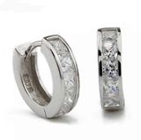 Urban Outfitters Sterling  Silver Stamped Diamond Huggie Petite Earrings Photo 0