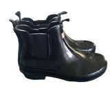 Short Chelsea Rubber Garden Boot Stretch Ankle Sz. 8 Shiny Black Flawed Photo 0