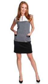 Knit Houndstooth Split Neck Two Pocket Dress 8 Photo 0
