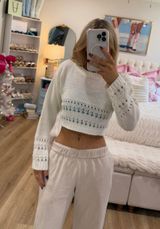 Boohoo White Knit Stop Sweater Size XS Photo 0