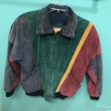 Marsh Landing Vintage Leather Colorblock Bomber Jacket Photo 0