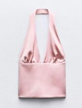 Zara SATIN EFFECT TIED HALTER TOP Photo 0