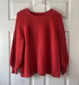 Chunky Knit Red Crewneck Sweater Photo 0