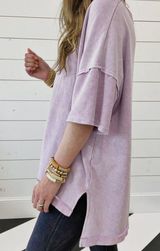 Mineral Wash Tee In Orchid Petal Purple Size M Photo 0