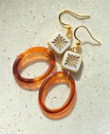 quality square Czech glass beads & oval hoops chic fairy boho vintage retro style dangle earrings🌿✨ Photo 0