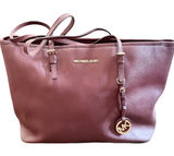 Michael Kors Jet Set Travel Top Zip Tote Burgundy Saffiano Leather Photo 0