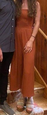 Burnt Orange Strapless Cropped Jumpsuit size S Photo 0