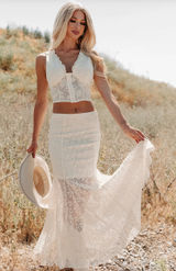 NWT White Lace Boho Skirt Set Photo 0