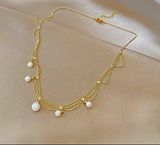 Vintage fashion Gold Plated Pearl Necklace Photo 0