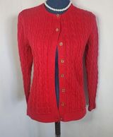 Calvin Klein Cotton Cable Knit Cardigan Sweater Gold Buttons Photo 0
