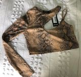Nasty Gal Snakeskin Cut Out Long Sleeve Crop Top Photo 0