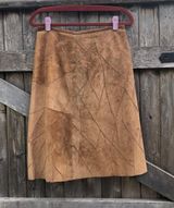Vintage Leather Midi Skirt Brown Size M Photo 0